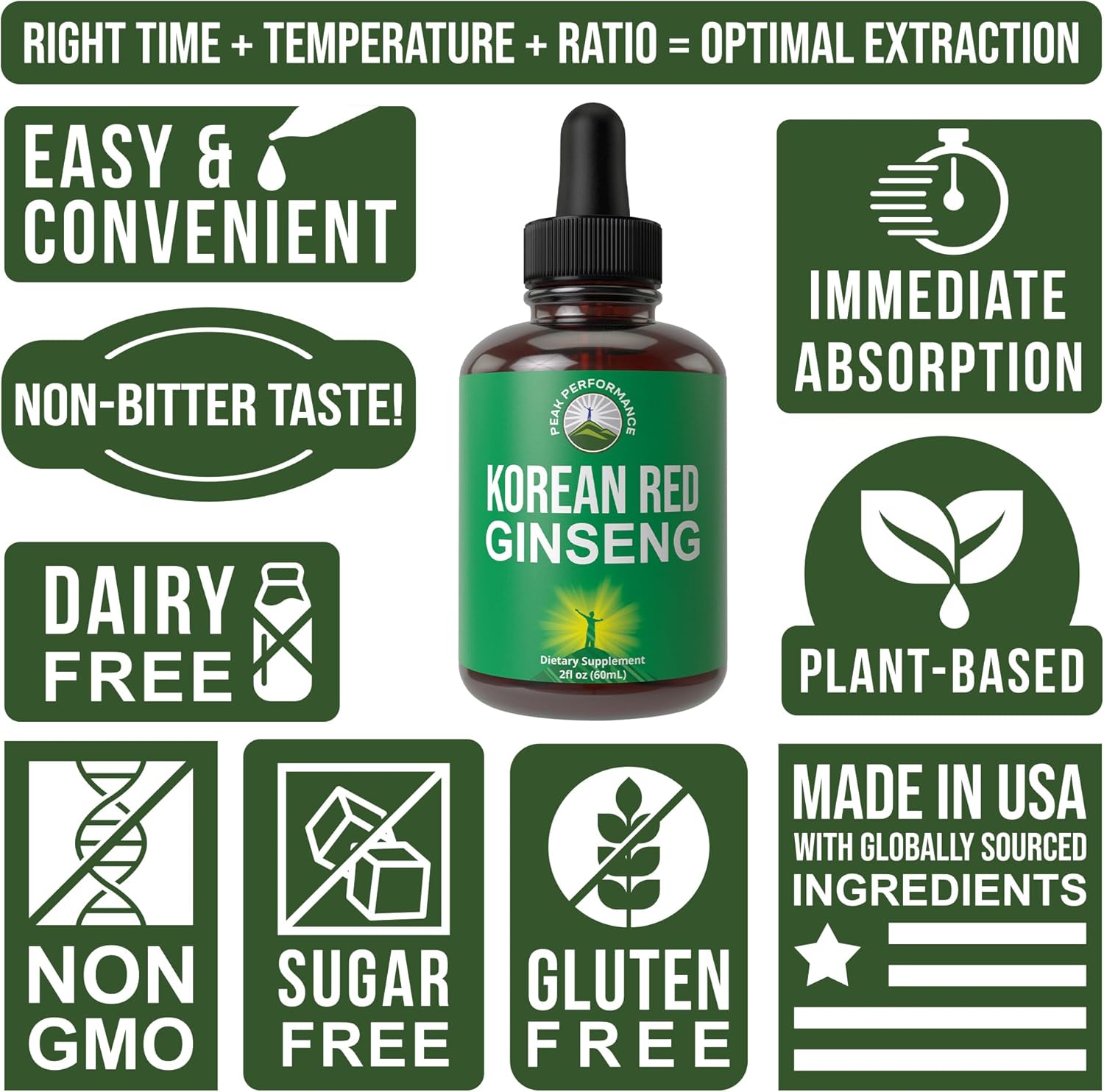 Premium Korean Red Ginseng Liquid Drops for Energy, Stamina, and Focus - Vegan Nootropic Herbal Supplement - BoostGo Australia