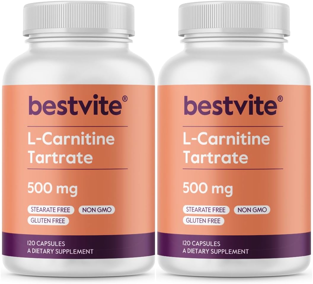 Premium L-Carnitine Tartrate Supplement 500mg - 240 Capsules (120x2) - No Stearates - Non GMO - Gluten Free