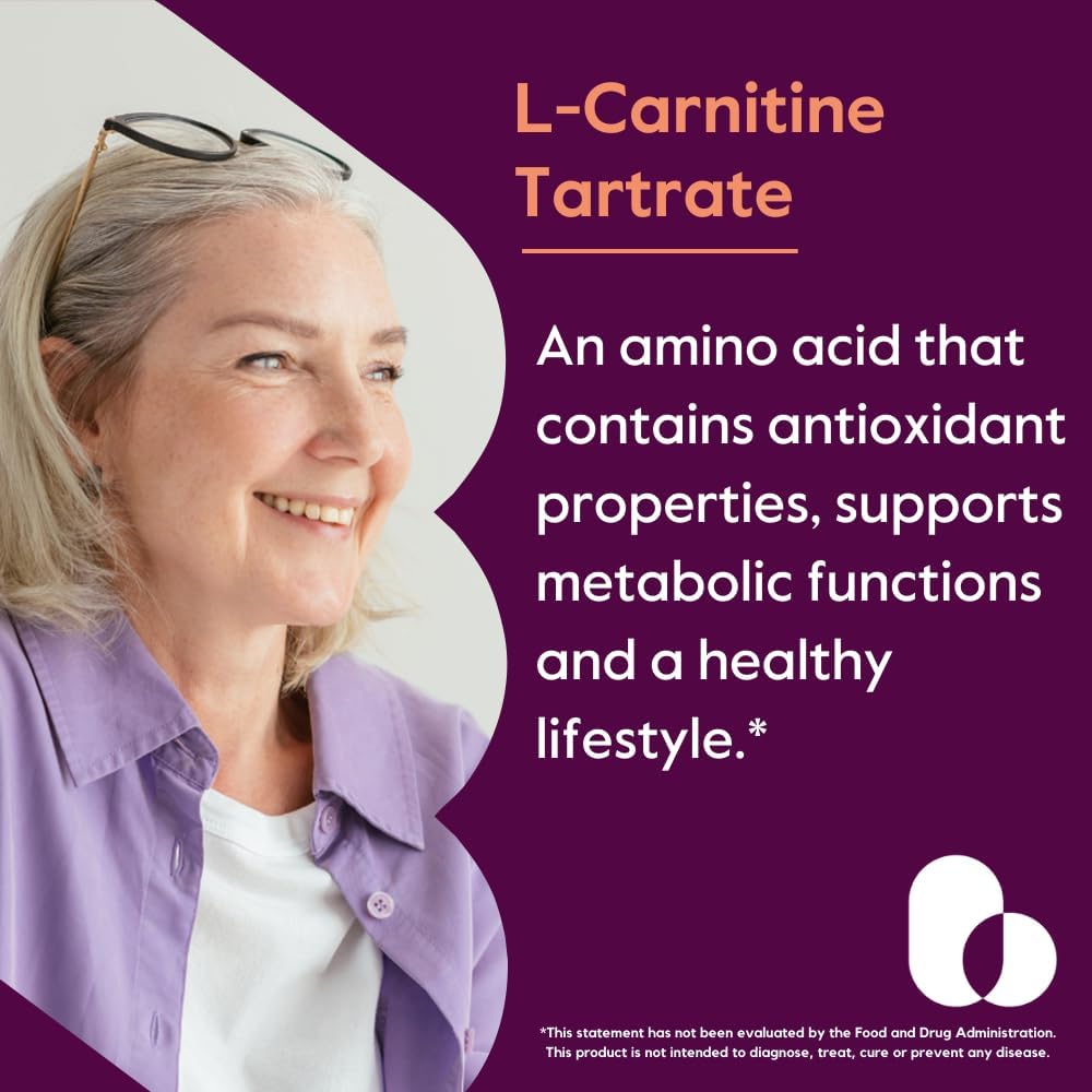 Premium L-Carnitine Tartrate Supplement 500mg - 240 Capsules (120x2) - No Stearates - Non GMO - Gluten Free