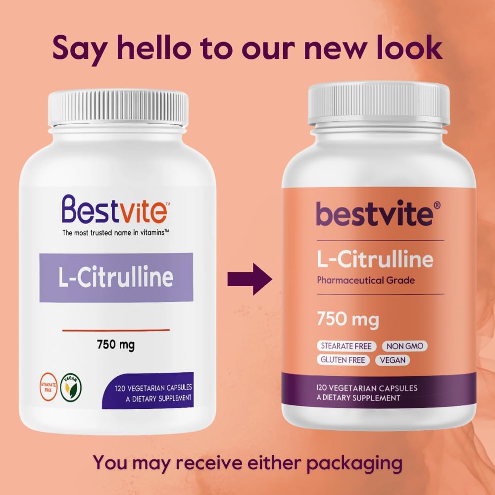 Premium L-Citrulline Supplement 750mg (120 Veg Caps) - Pure Formula, Non-GMO, Gluten-Free, Vegan - No Additives, No Fillers