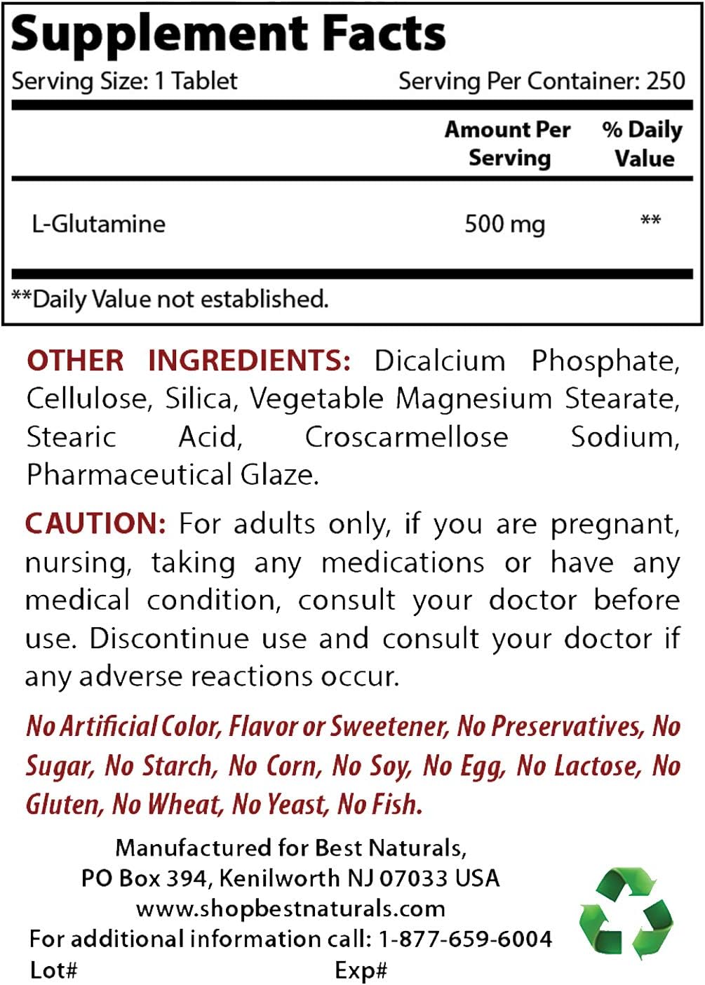 Premium L-Glutamine 500mg and Selenium 200mcg Supplement for Immune Support and Overall Wellness