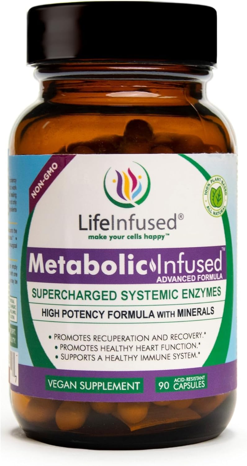Premium Life Infused Metabolic Support - Vegan Blend of 11 Enzymes & 72 Minerals for Healthy Immune System - 90 Servings