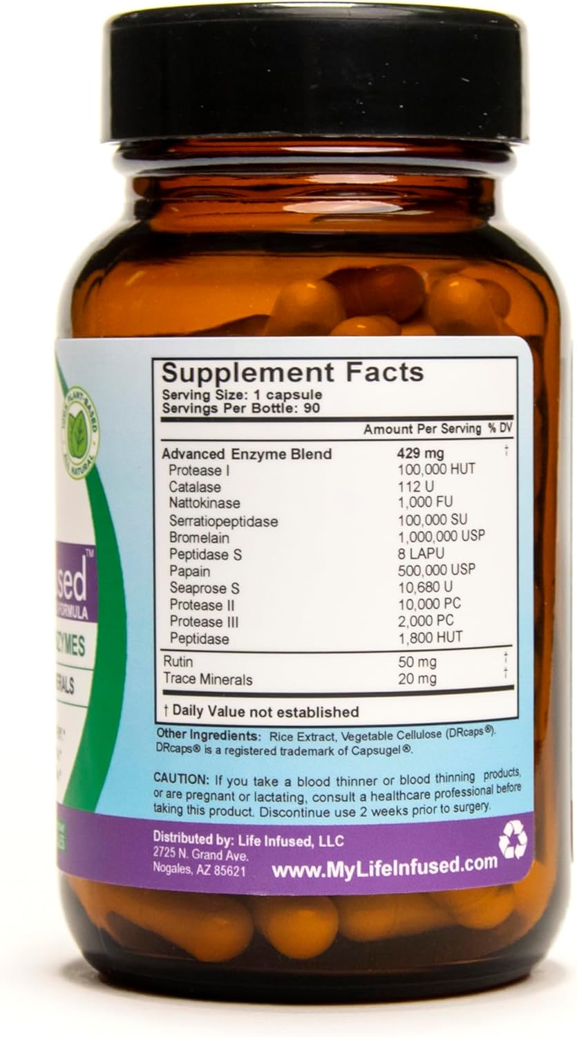 Premium Life Infused Metabolic Support - Vegan Blend of 11 Enzymes & 72 Minerals for Healthy Immune System - 90 Servings