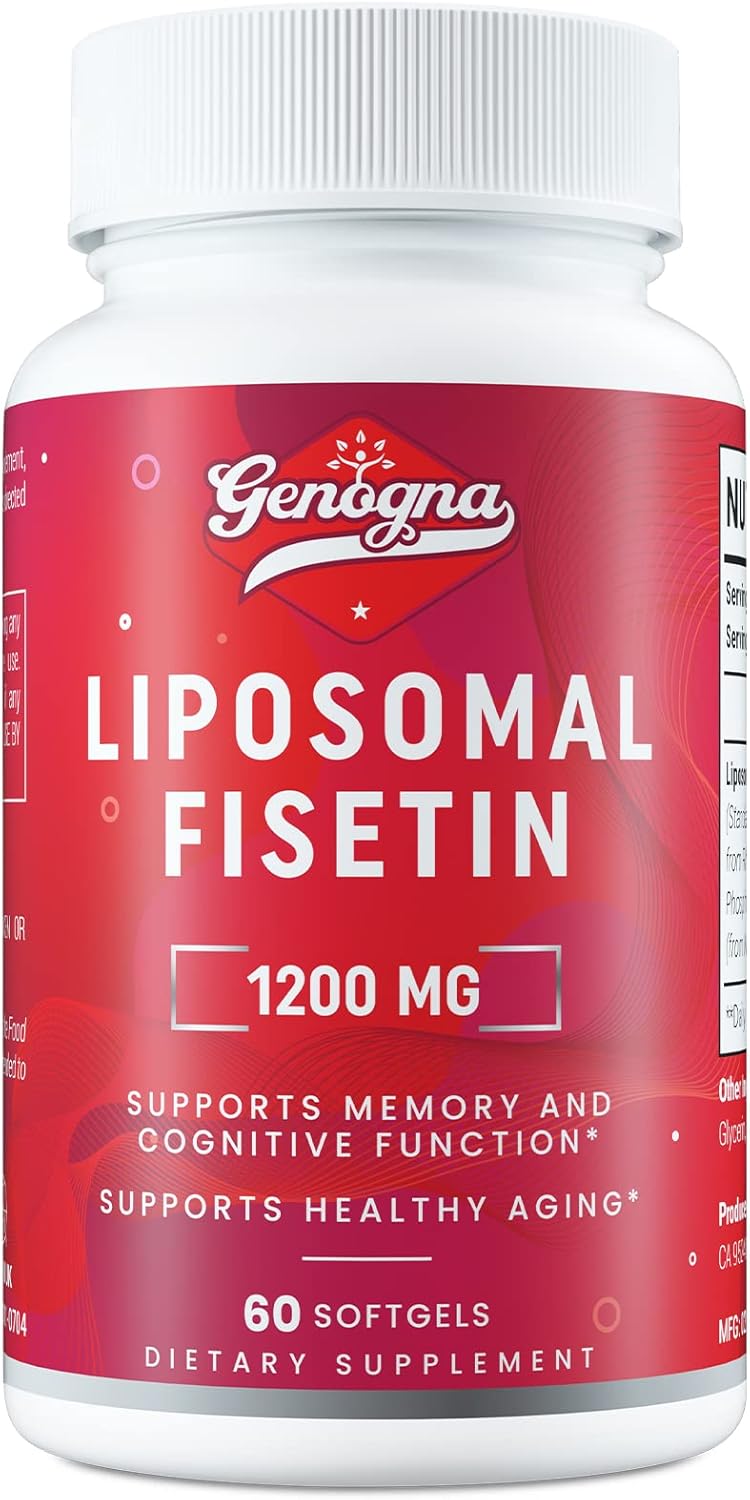 Premium Liposomal Fisetin Supplement 1200mg - High Bioavailability, 3rd Party Tested - 60 Capsules of Pure Dietary Fisetin for Antioxidant Support - Comparable to Apigenin, Luteolin, Quercetin