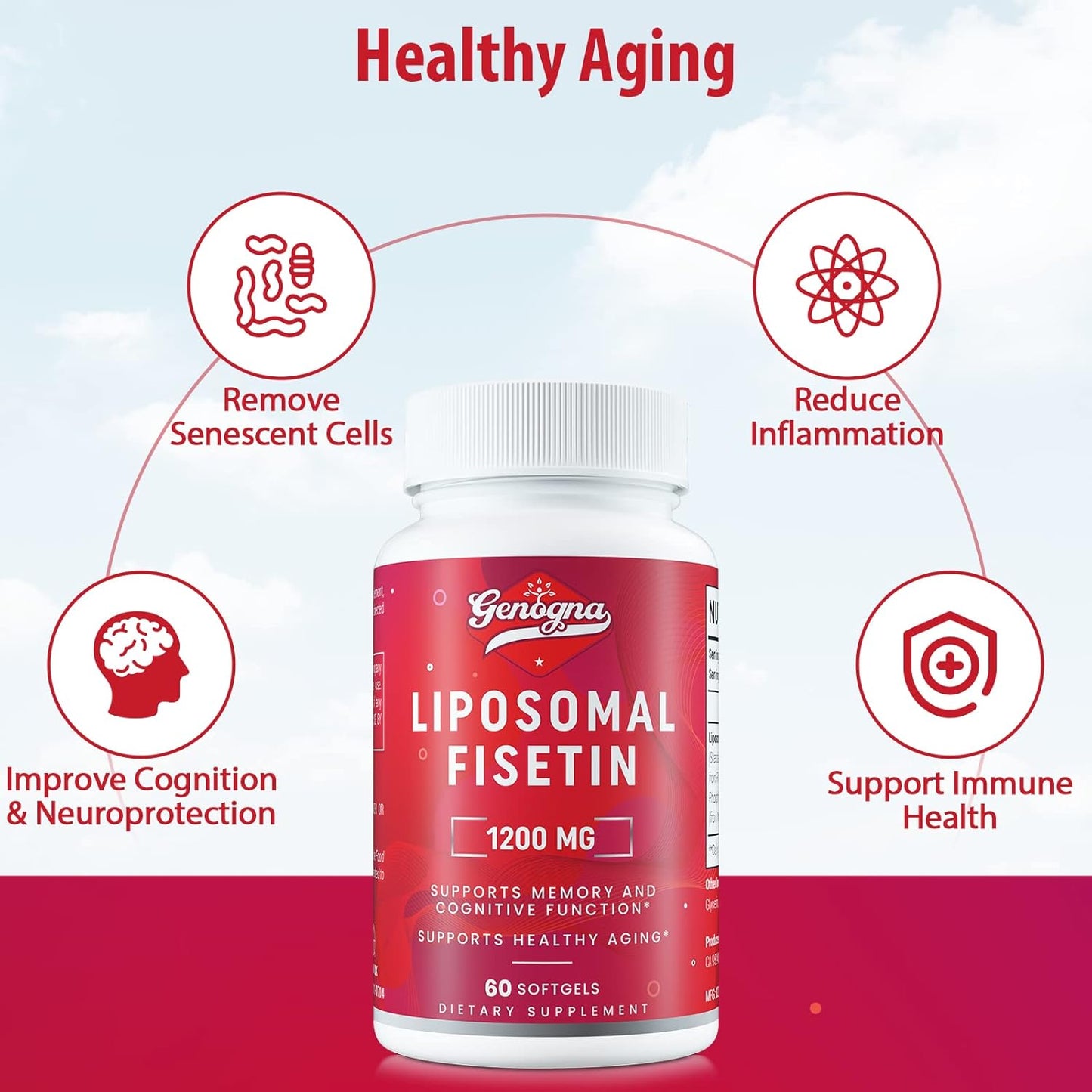Premium Liposomal Fisetin Supplement 1200mg - High Bioavailability, 3rd Party Tested - 60 Capsules of Pure Dietary Fisetin for Antioxidant Support - Comparable to Apigenin, Luteolin, Quercetin