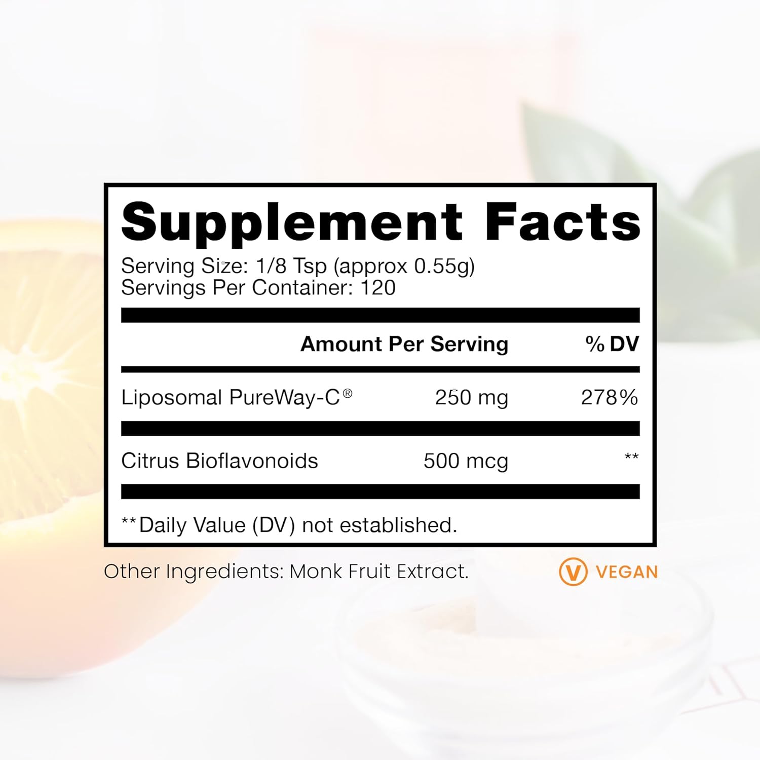 Premium Liposomal Vitamin C Powder for Healthy Aging & Immune Support - PureWay Vegan Supplement, Non-GMO, Made in USA - 66g, 120 Servings