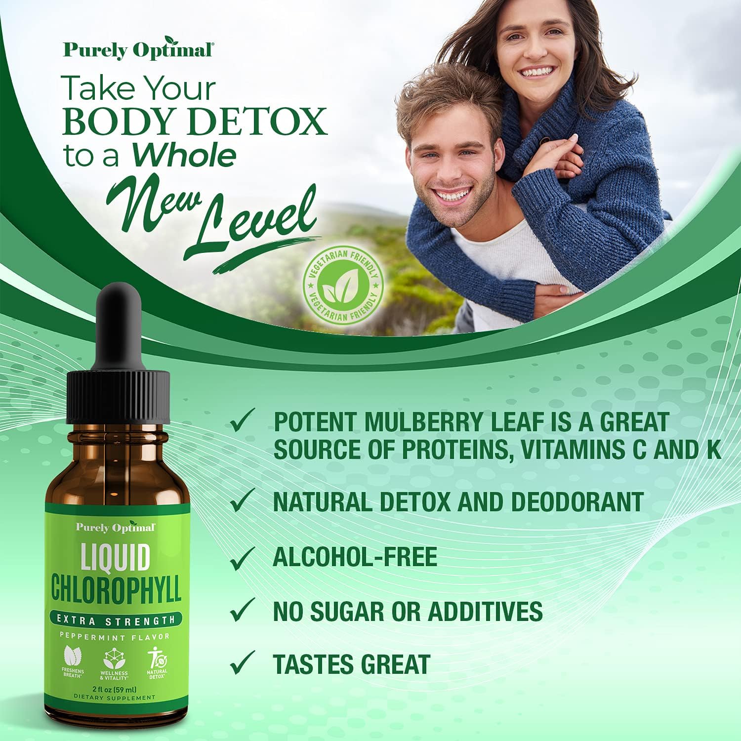 Premium Liquid Chlorophyll Drops - 100% Natural & Gluten Free Formula, Non GMO - 118 Servings