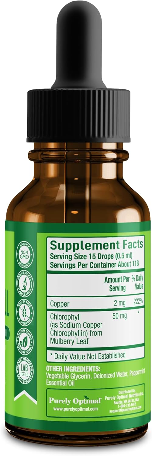 Premium Liquid Chlorophyll Drops - 100% Natural & Gluten Free Formula, Non GMO - 118 Servings