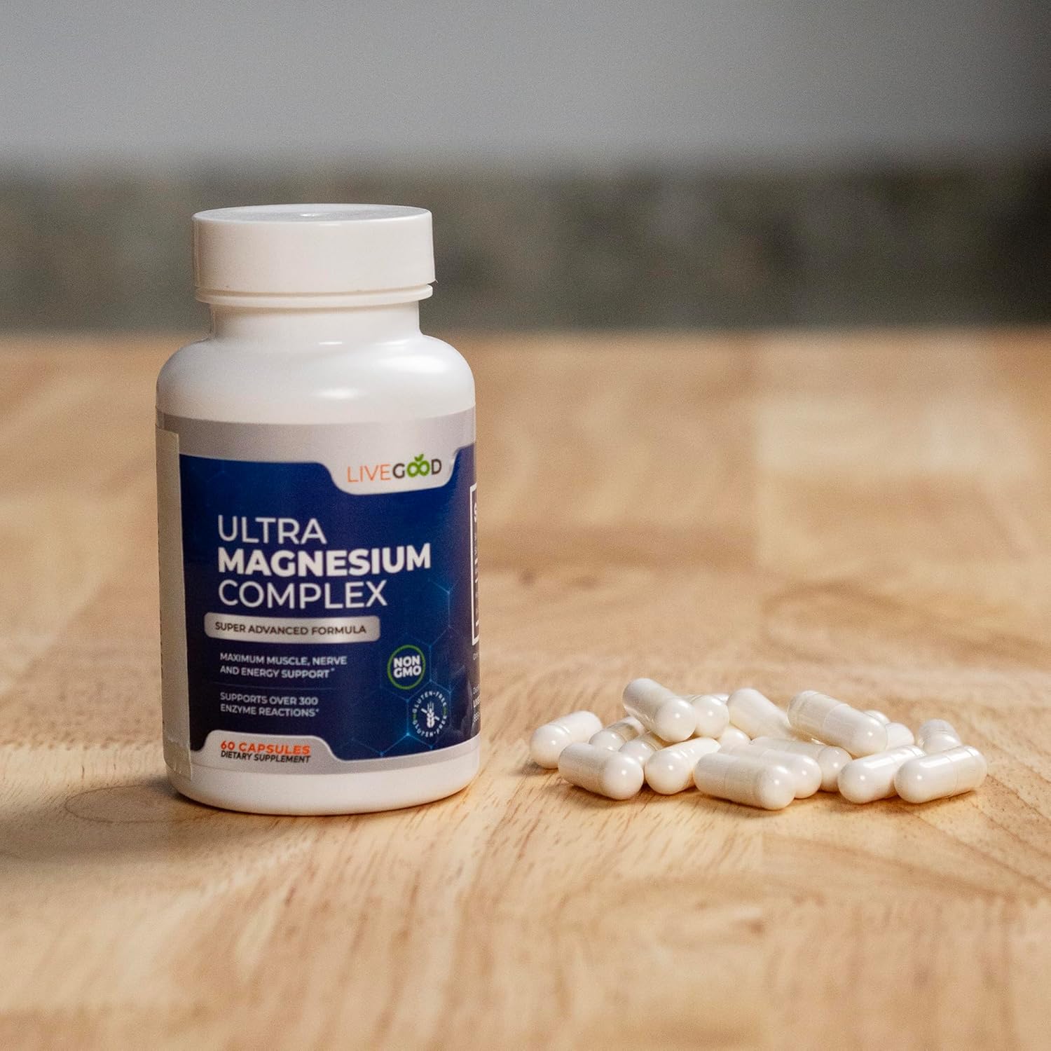 Premium LiveGood™ Ultra Magnesium Complex: Muscle, Nerve, & Energy Support - Non-GMO, 420mg Magnesium Glycinate & Gluconate - 60 Capsules