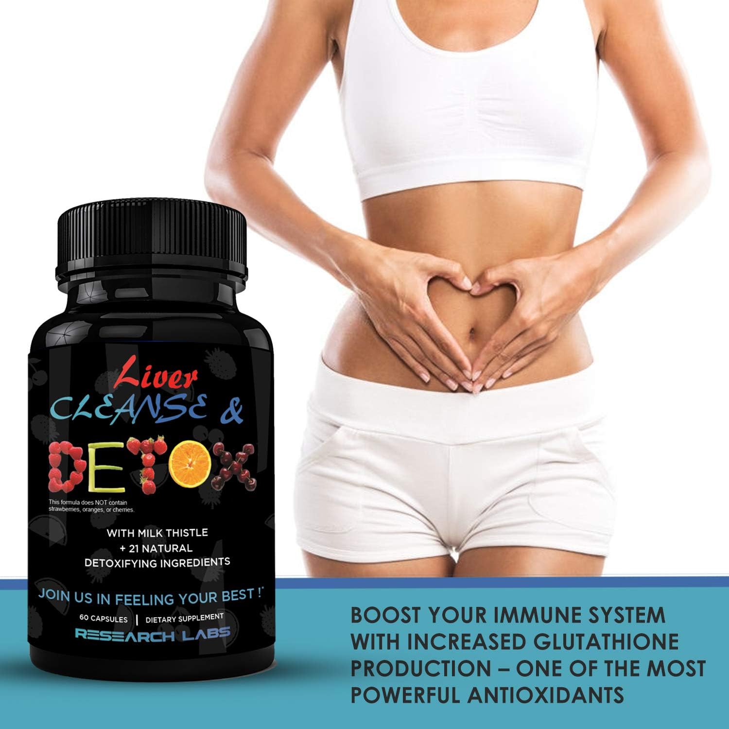 Premium Liver Detox Cleanse & Support with Milk Thistle, Beet, Dandelion - Doctor Recommended Research Labs Formula with 23 Powerful Herbs
