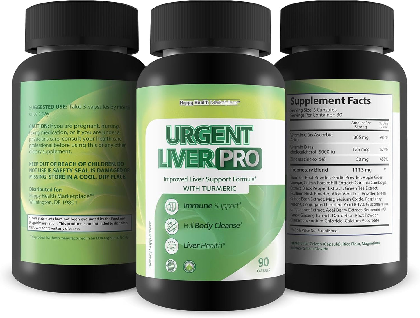 Premium Liver Health Supplement for Men and Women - Natural Herbal Liver Support Formula - Promotes Liver Health and Function - Happy Health Marketplace Liver Pro