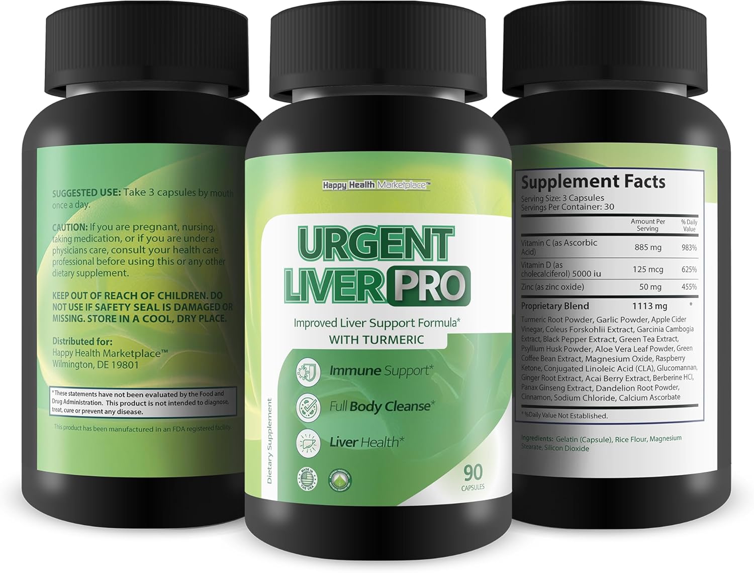 Premium Liver Health Supplement for Men and Women - Natural Herbal Liver Support Formula - Promotes Liver Health and Function - Happy Health Marketplace Liver Pro