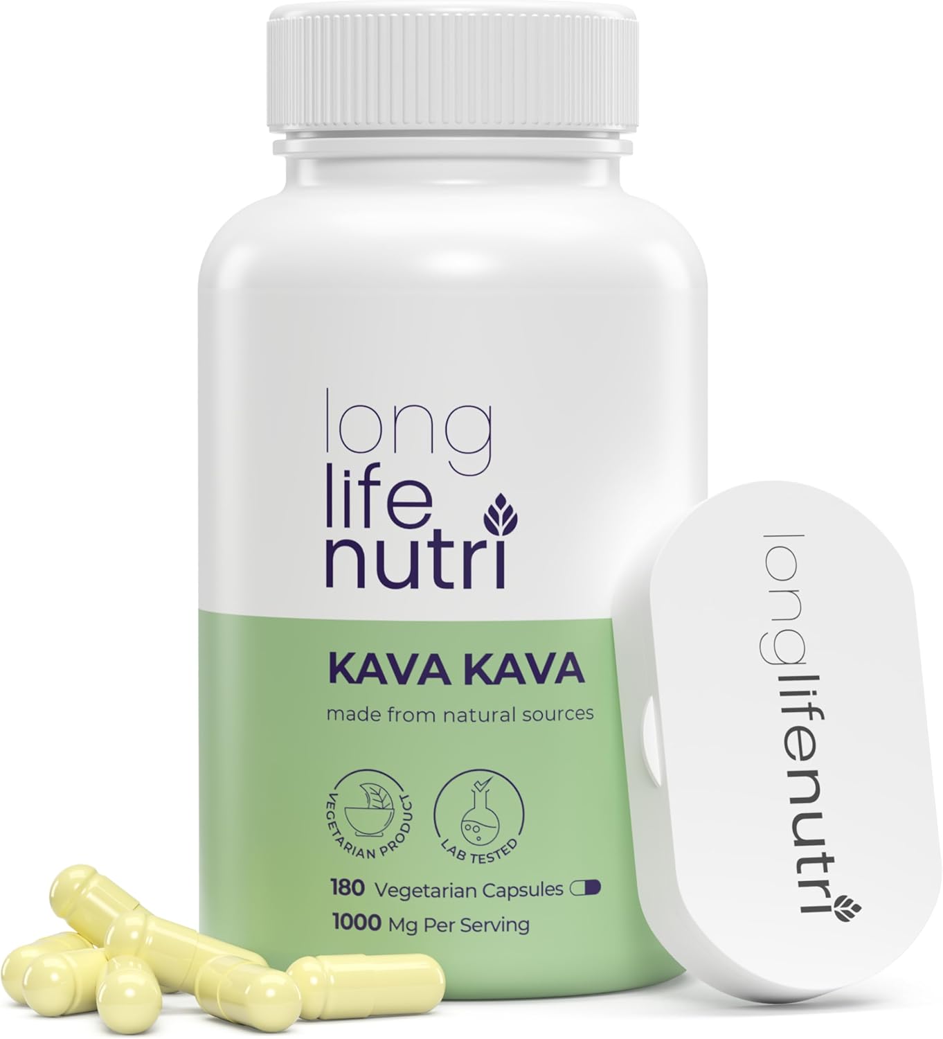 Premium LongLifeNutri Kava Kava Extract Supplements - 1000mg Natural Herb with High Piper Methysticum - 180 Vegan Capsules