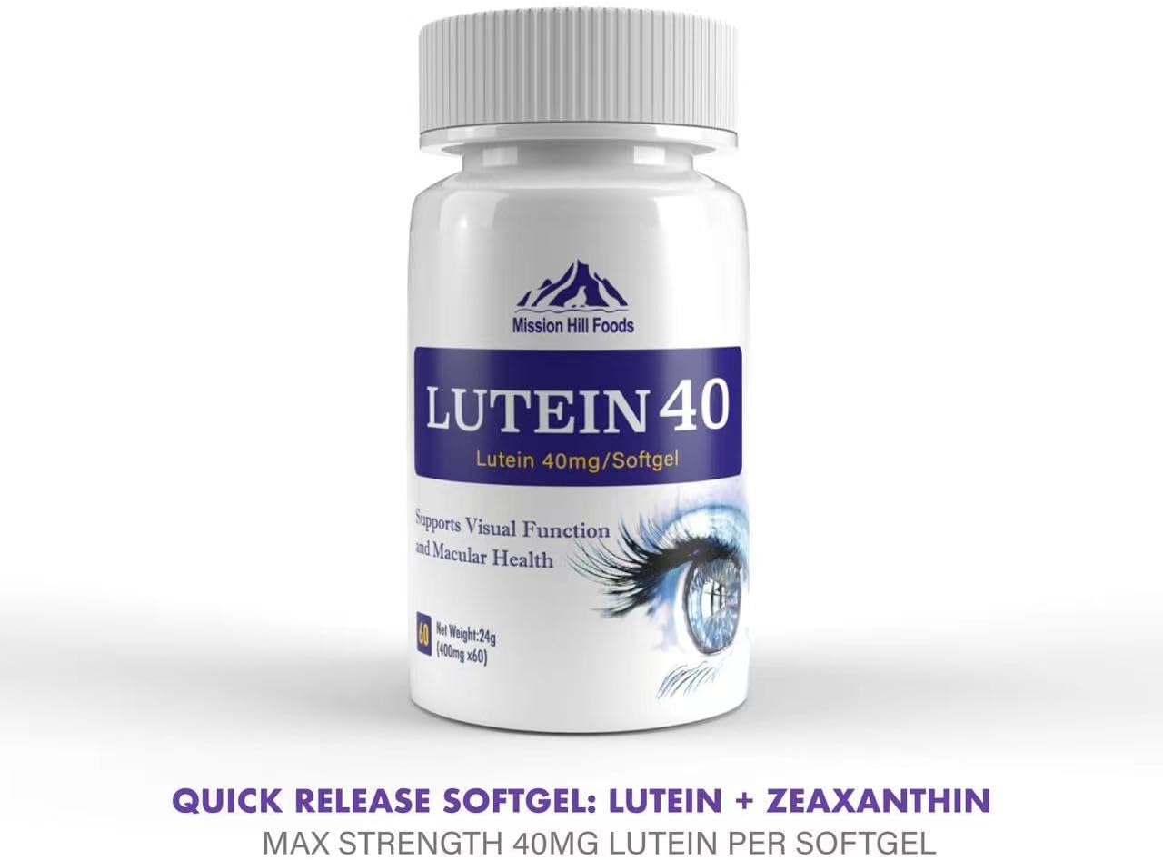 Premium Lutein & Zeaxanthin Eye Health Supplement - 40mg Softgels (2 Bottles, 4 Month Supply) | Vitamin Pills for Eyes | Non-GMO & Gluten Free