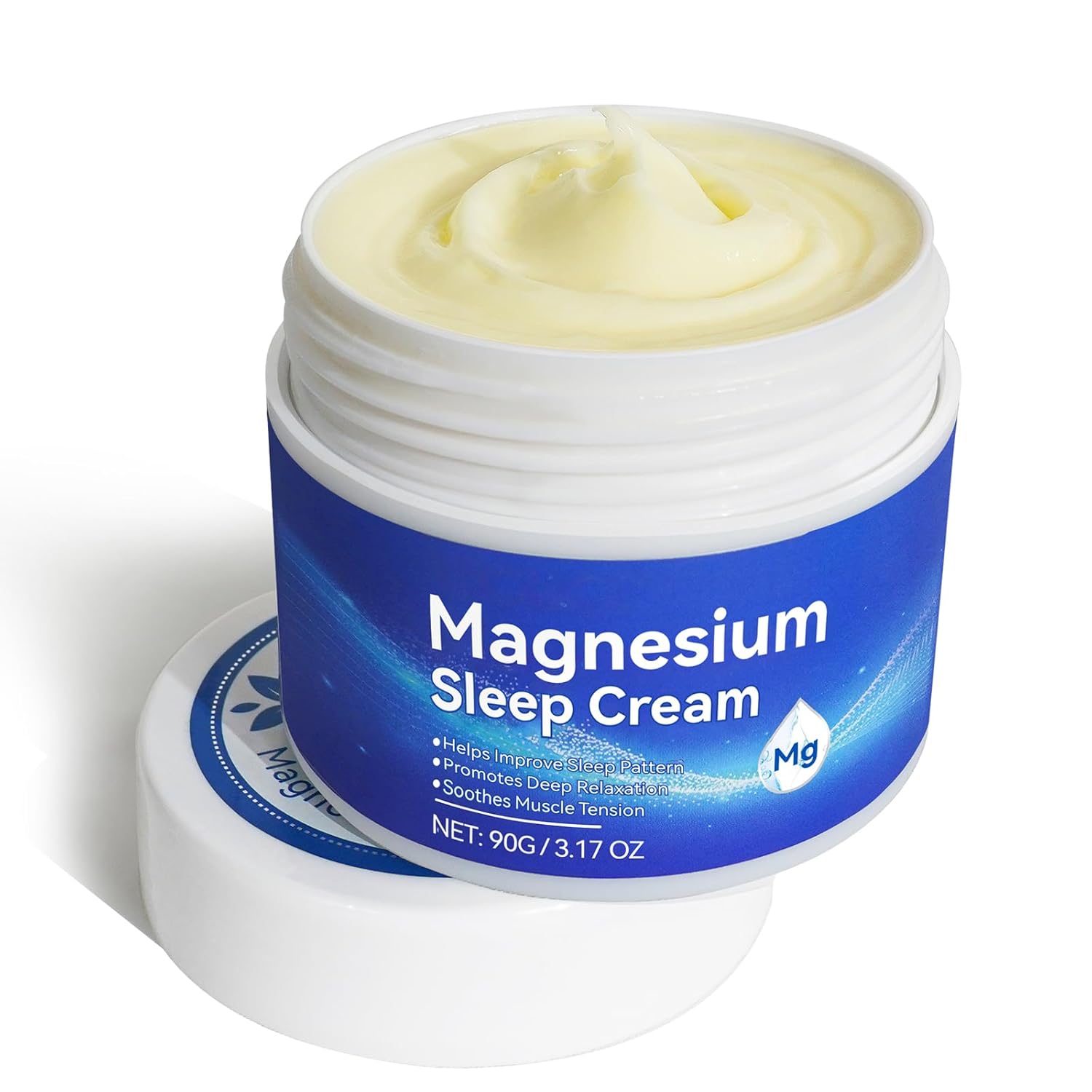 Premium Magnesium Cream for Sleep 3.17 Oz - Topical Cream for Safe & Easy Absorption, Quick Drying, Gentle on Skin - Blue Color