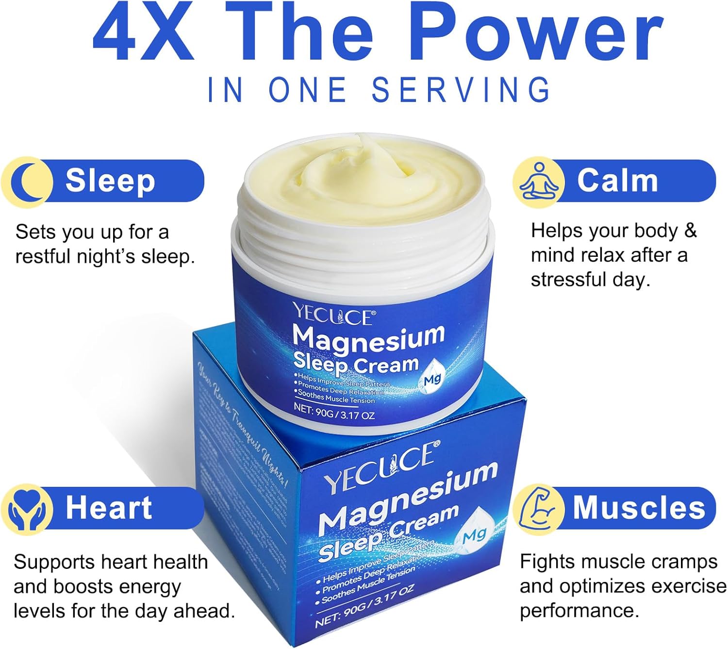 Premium Magnesium Cream with Vitamin E and Almond Oil for Muscle Soreness - Magnesium Oil for Feet and Body