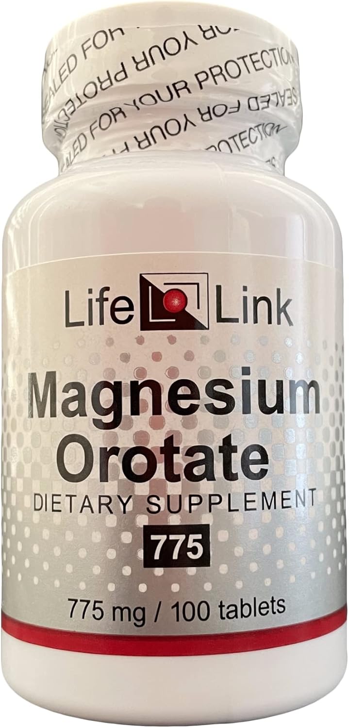 Premium Magnesium Orotate Tablets for Brain, Bone, and Cardio Health | 775mg x 100 | Gluten-Free, Non-GMO | Made in USA by LifeLink