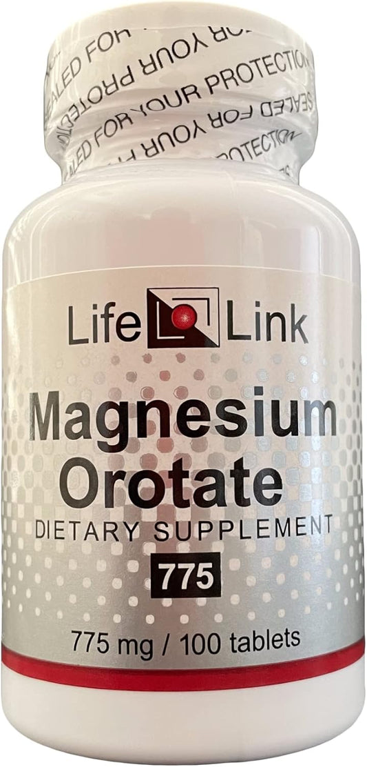 Premium Magnesium Orotate Tablets for Brain, Bone, and Cardio Health | 775mg x 100 | Gluten-Free, Non-GMO | Made in USA by LifeLink