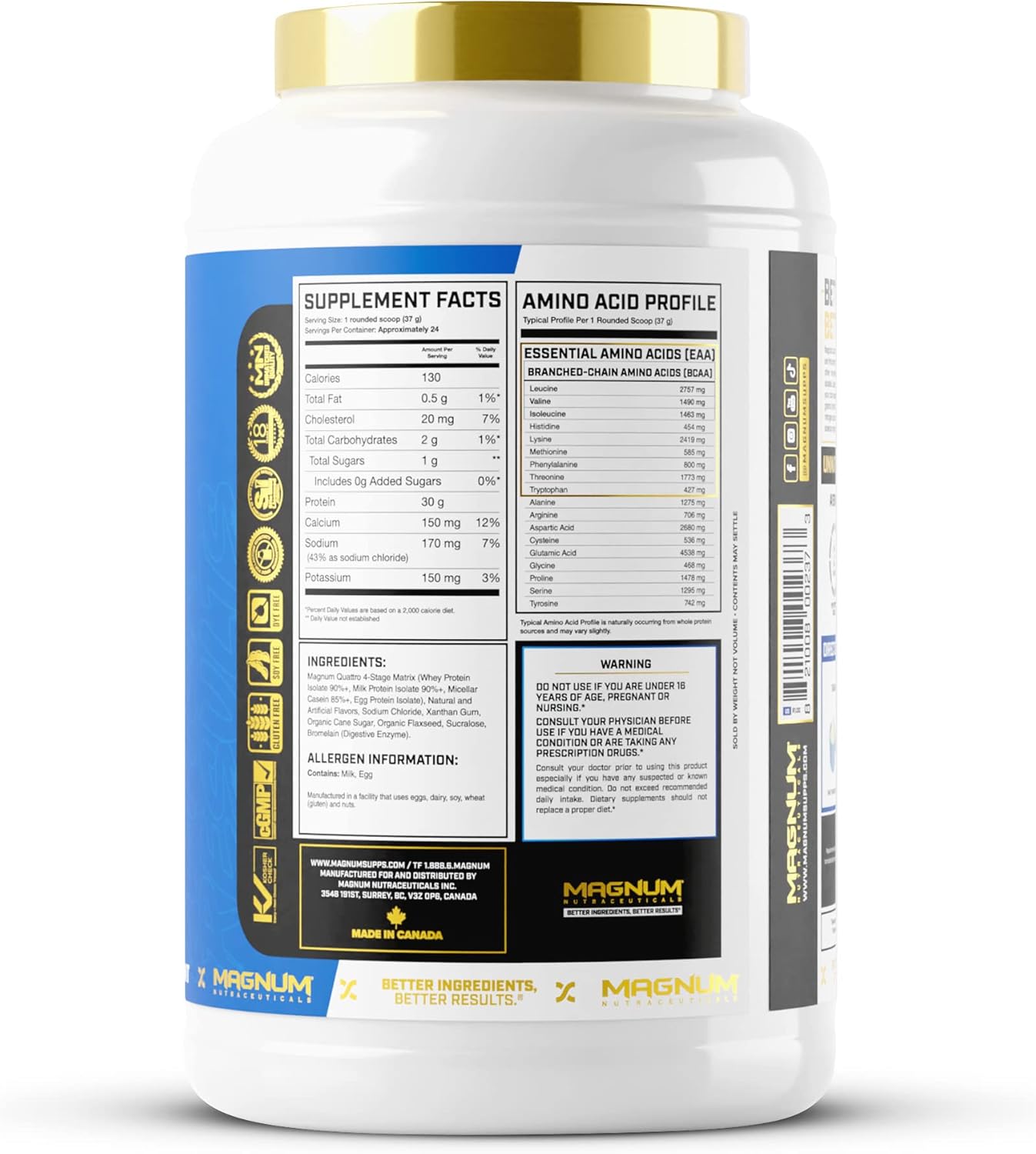 Premium Magnum Nutraceuticals Quattro Whey Protein Powder, Iced Caramel Macchiato 2lb - Ideal for Muscle Growth & Recovery