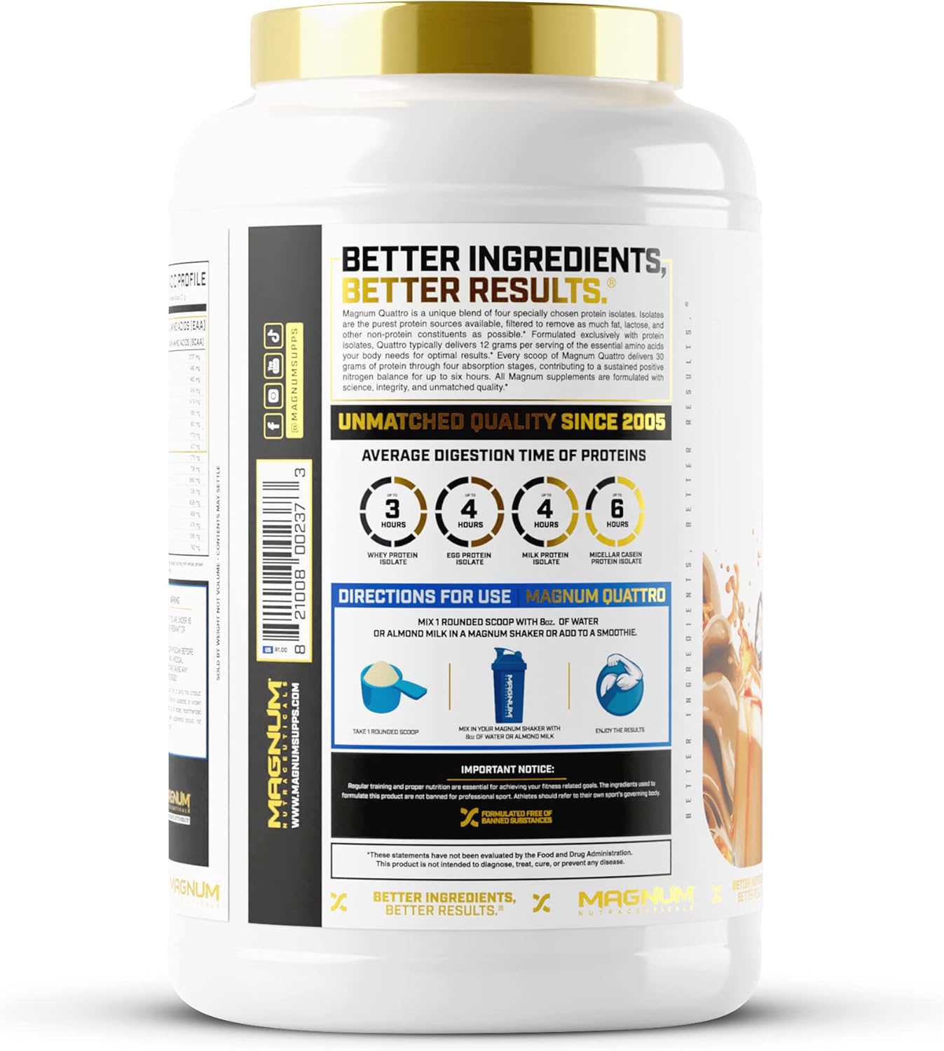 Premium Magnum Nutraceuticals Quattro Whey Protein Powder, Iced Caramel Macchiato 2lb - Ideal for Muscle Growth & Recovery