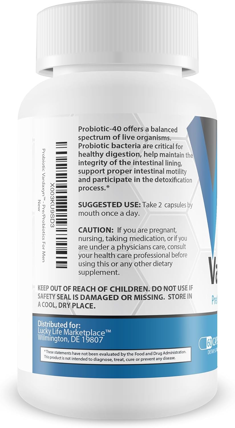 Premium Male Probiotic Vardaxyn - Comprehensive Formula for Men's Health - Supports Gut, Mood, Digestion, and Immune System