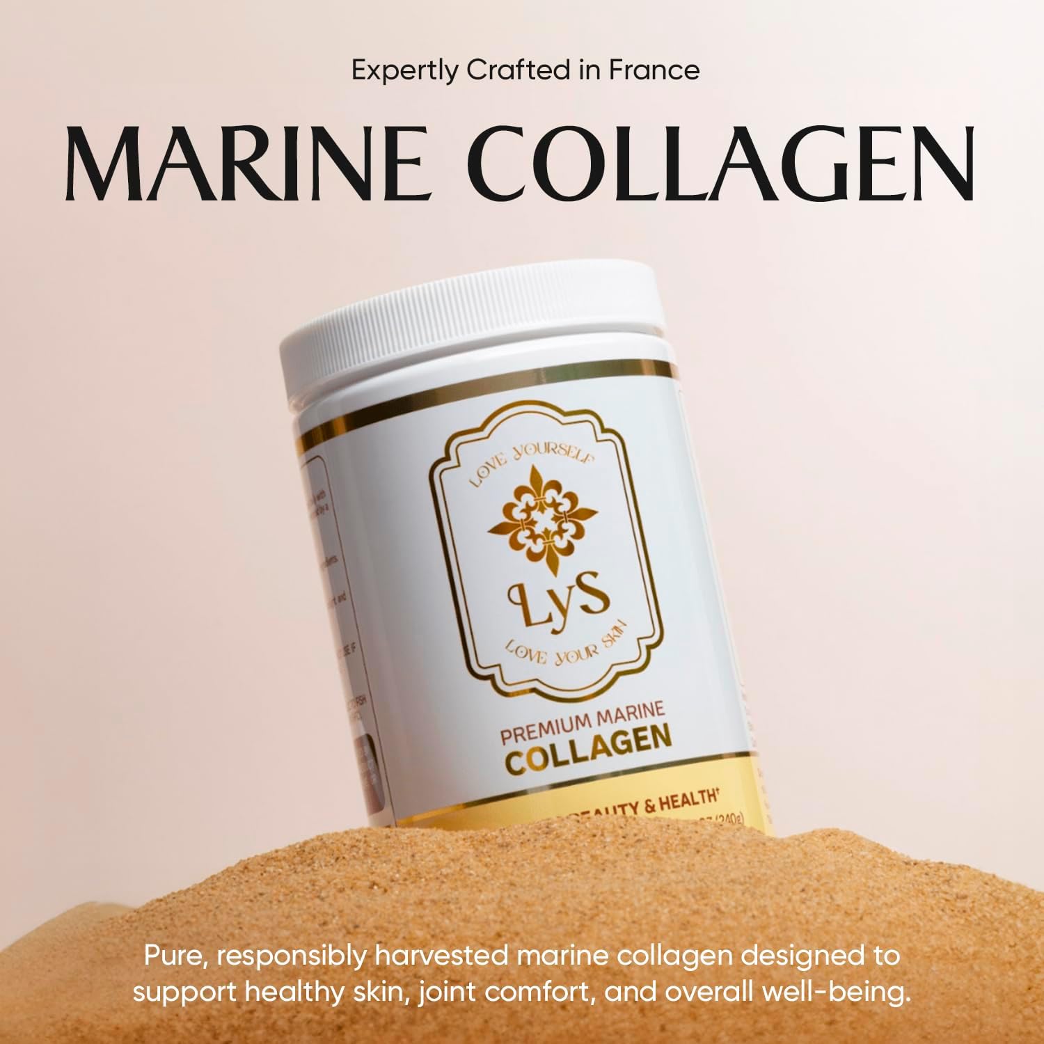 Premium Marine Collagen Peptides Powder for Skin, Nails, Hair and Bones - Hydrolyzed Fish Collagen Powder for Women - LYS by Misa Love Yourself - 8.4 oz