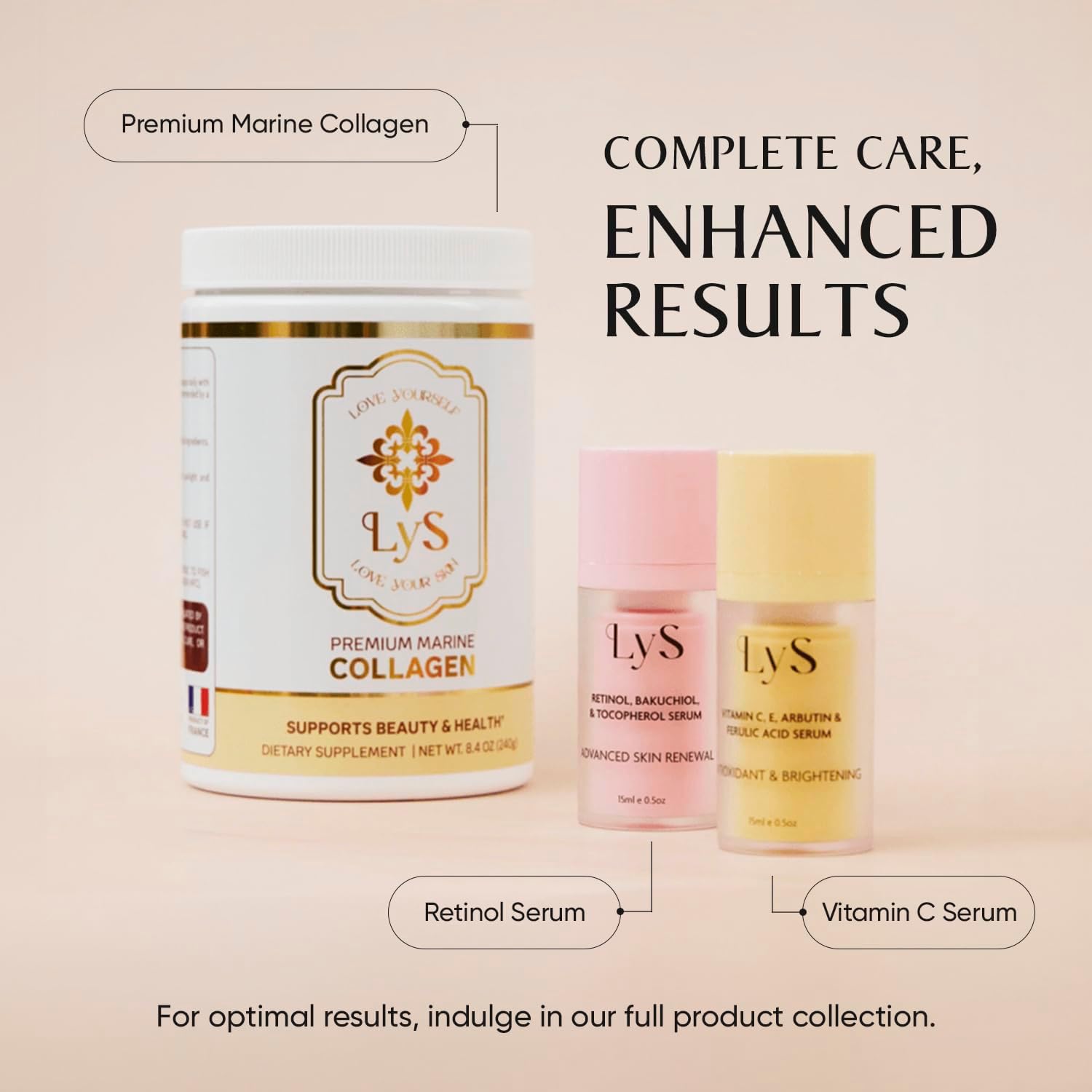 Premium Marine Collagen Peptides Powder for Skin, Nails, Hair and Bones - Hydrolyzed Fish Collagen Powder for Women - LYS by Misa Love Yourself - 8.4 oz