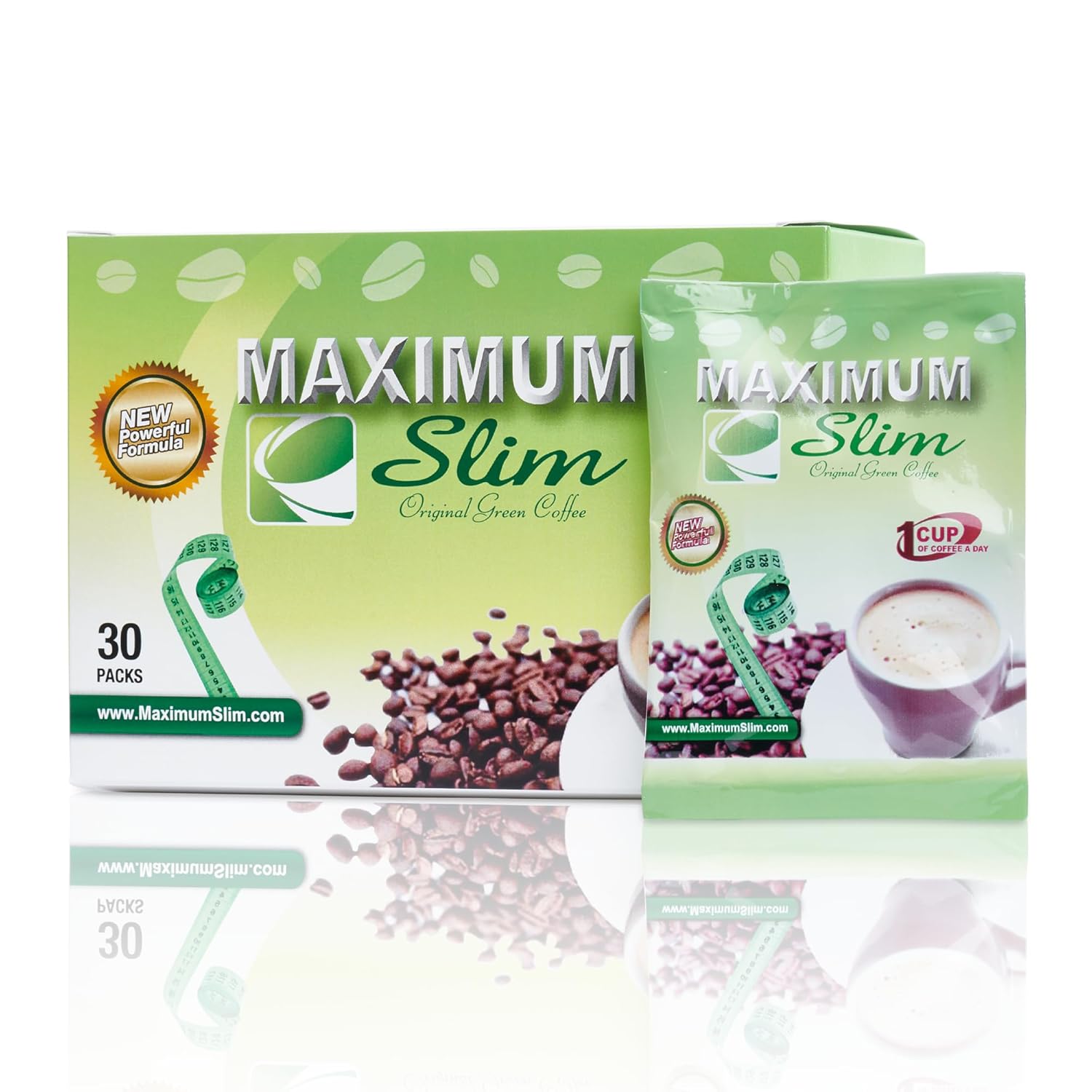 Premium Maximum Slim Original Green Coffee 4-in-1 Formula with Natural Herbal Extracts for Energy & Vitality - Creamy, Delicious, No Side Effects - Made in USA - 30 Ct
