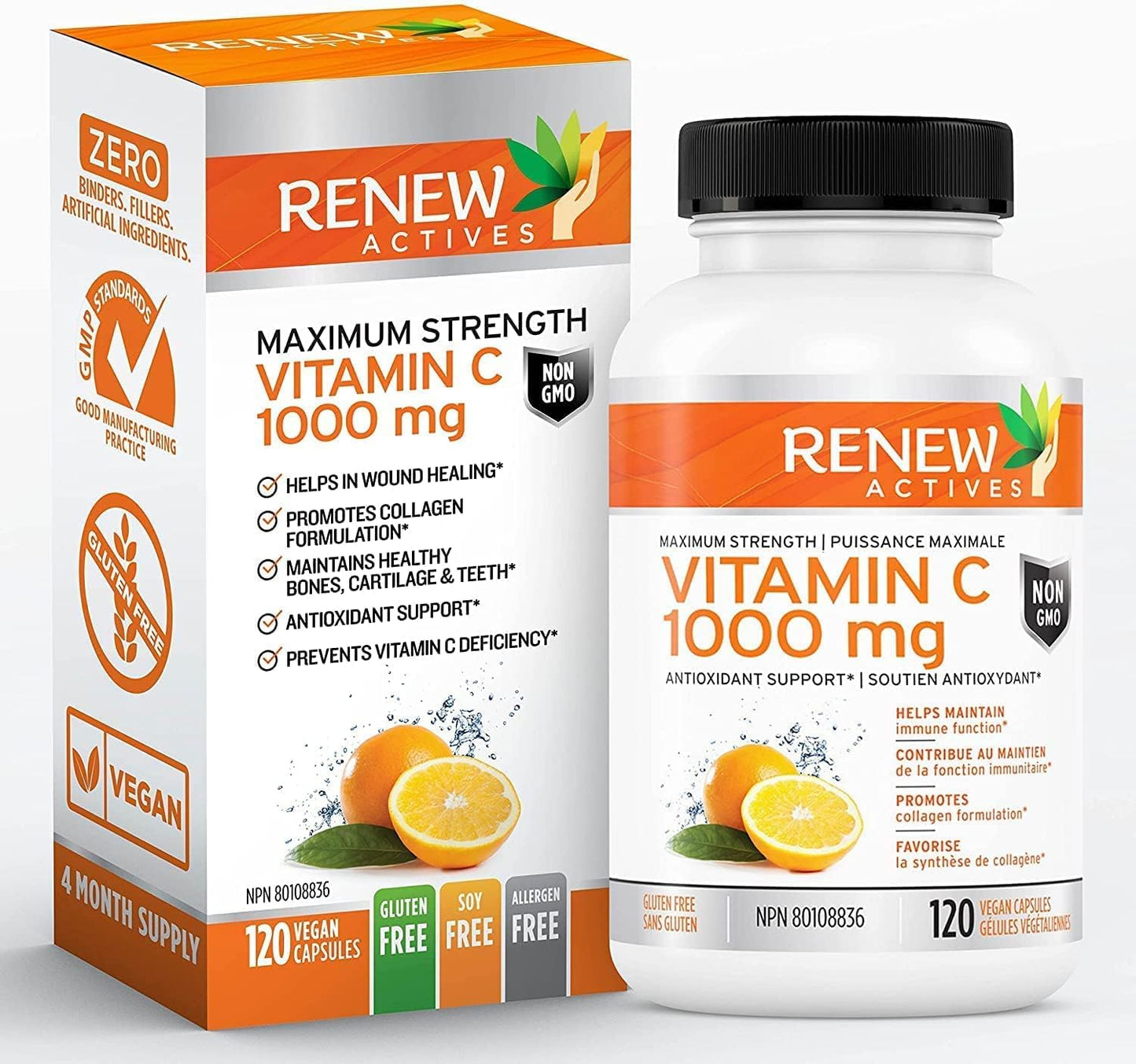 Premium Maximum Strength Vitamin C 1000MG - Boost Immunity & Antioxidants for Health - Non-GMO, Sugar Free - 4 Month Supply (120 Capsules)