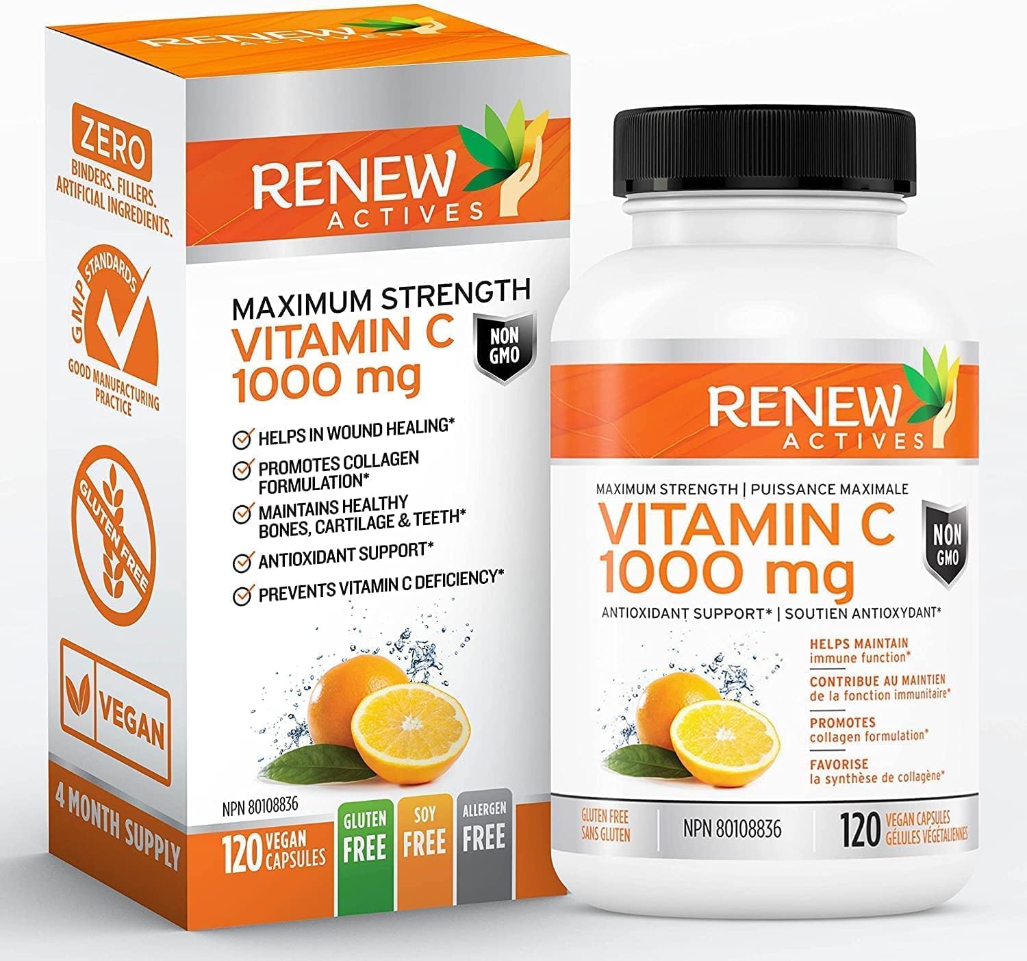 Premium Maximum Strength Vitamin C 1000MG - Boost Immunity & Antioxidants for Health - Non-GMO, Sugar Free - 4 Month Supply (120 Capsules)
