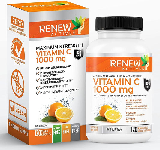 Premium Maximum Strength Vitamin C 1000MG - Boost Immunity & Antioxidants for Health - Non-GMO, Sugar Free - 4 Month Supply (120 Capsules)