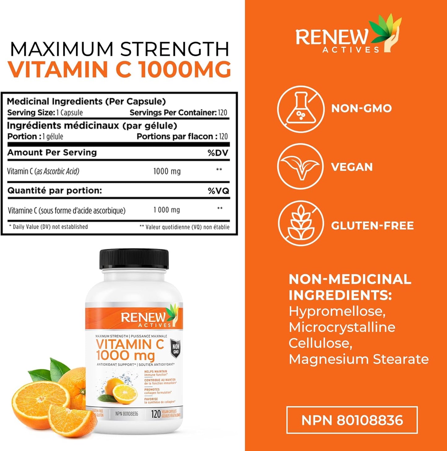 Premium Maximum Strength Vitamin C 1000MG - Boost Immunity & Antioxidants for Health - Non-GMO, Sugar Free - 4 Month Supply (120 Capsules)