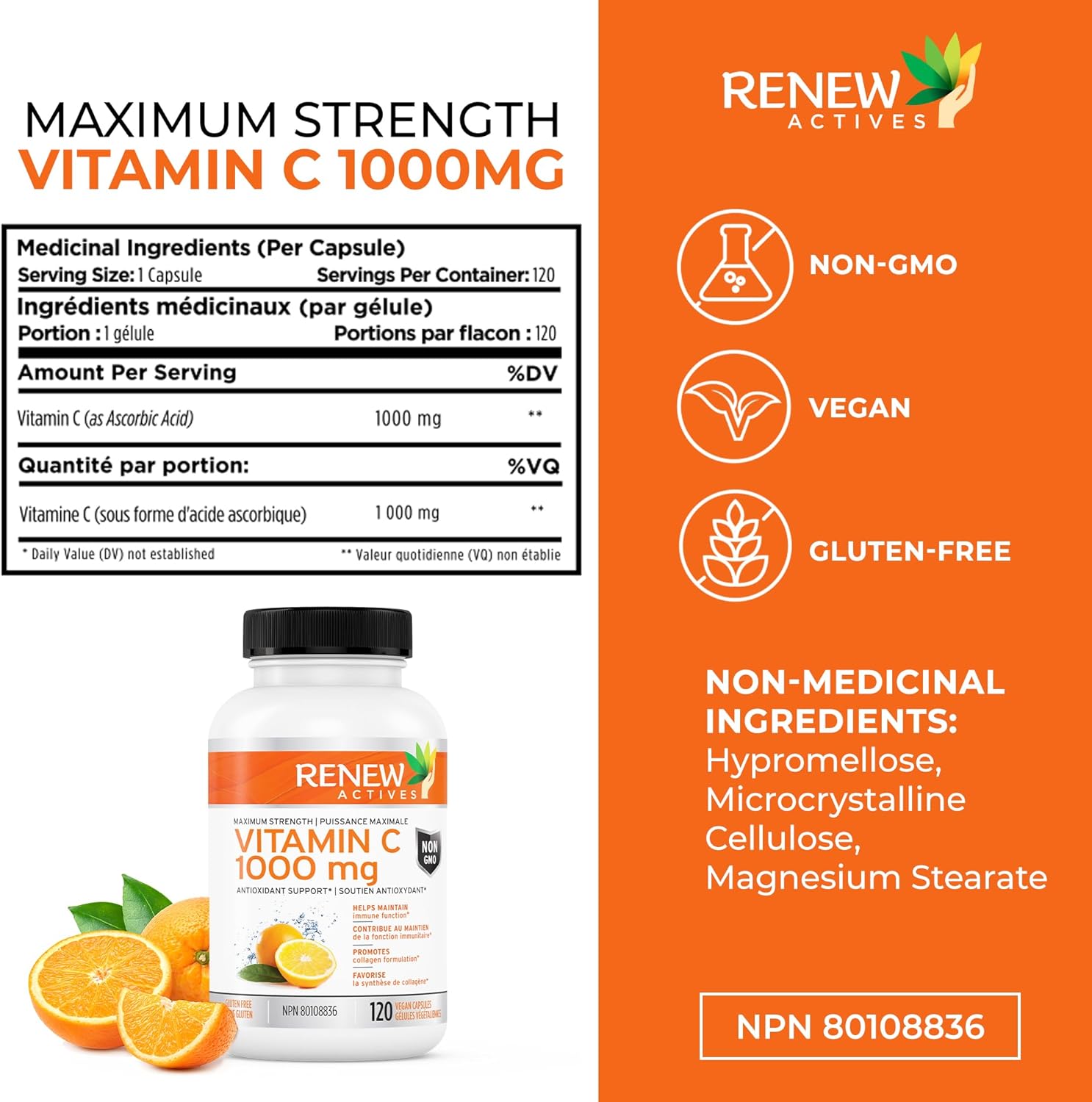 Premium Maximum Strength Vitamin C 1000MG - Boost Immunity & Antioxidants for Health - Non-GMO, Sugar Free - 4 Month Supply (120 Capsules)