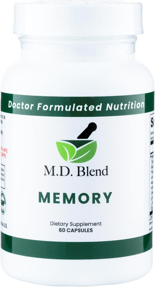 Premium M.D. Blend Memory Supplement for Cognitive Wellness & Neural Function - Expert Formulated with L-Tyrosine, Phosphatidylserine, Bacopa Monnieri - 60 Capsules