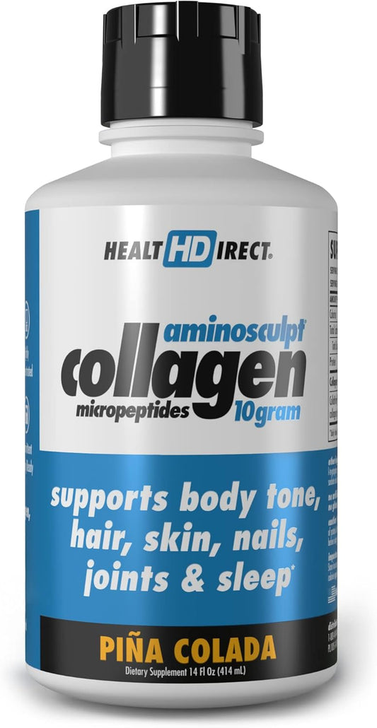 Premium Medical-Grade Liquid Collagen for Women - Piña Colada 14 FL Oz - 10g AminoSculpt Liquid Collagen Micropeptides - 14 Servings
