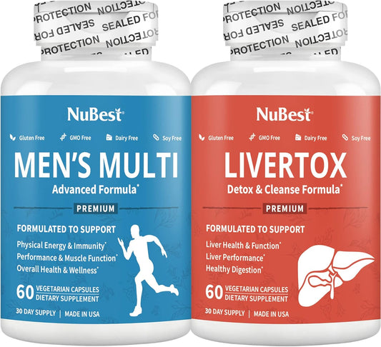 Premium Men's Multi 18+ Bundle for Energy, Immunity, Muscle Strength, and Liver Health - Includes LiverTox Formula with Milk Thistle & Choline