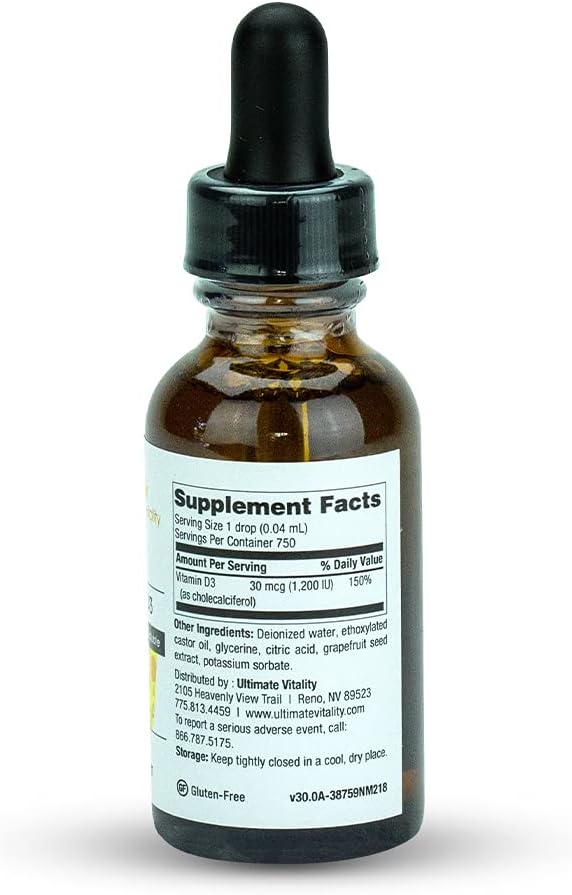 Premium Micellized Vitamin D3 Liquid - 750 Servings, 1200 IU Per Drop, Soy-Free, Water Soluble - 1 Ounce Size