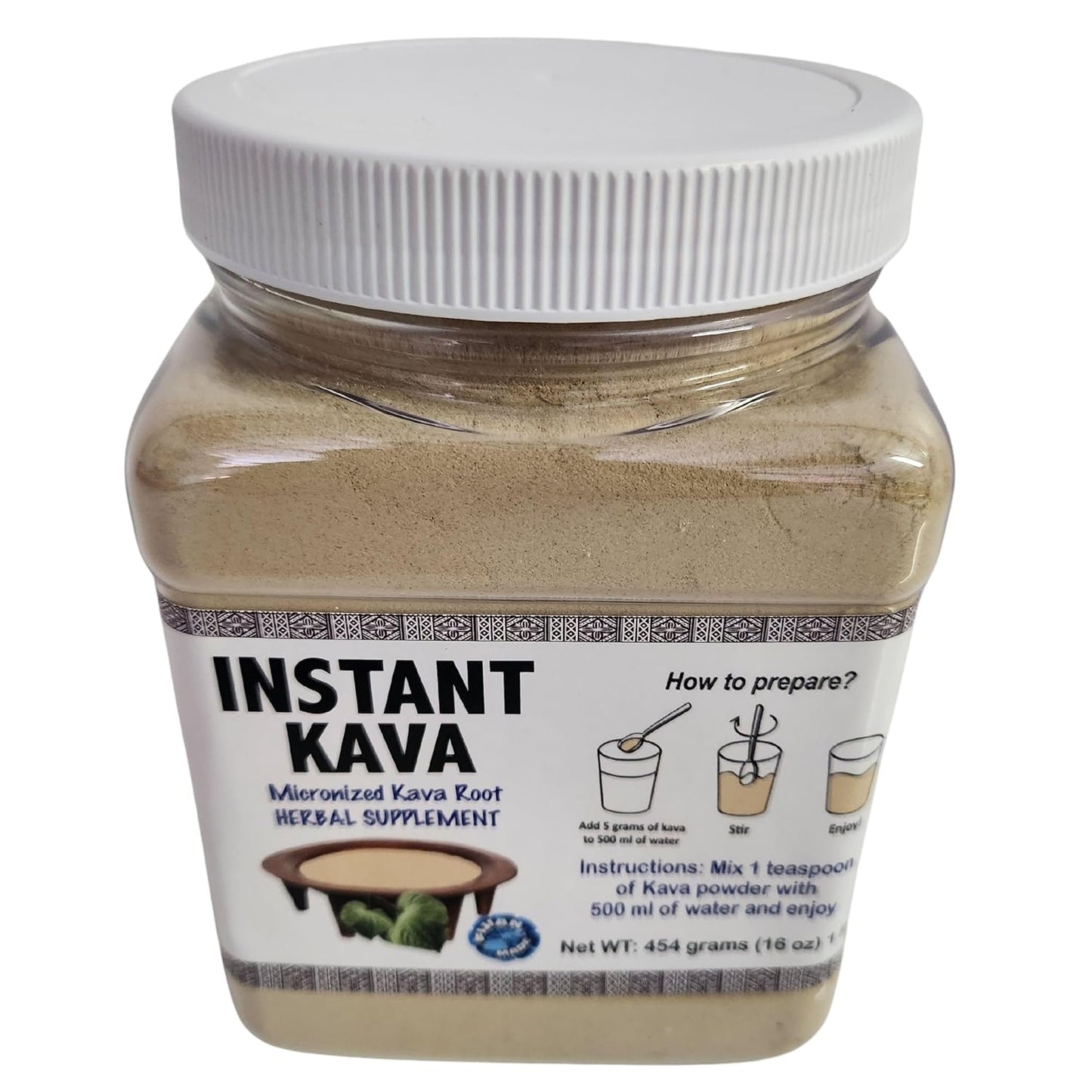 Premium Micronized Instant Noble Kava Powder 16 Oz Jar | Authentic Heavy Kava | No Straining | Gourmet Root Powder