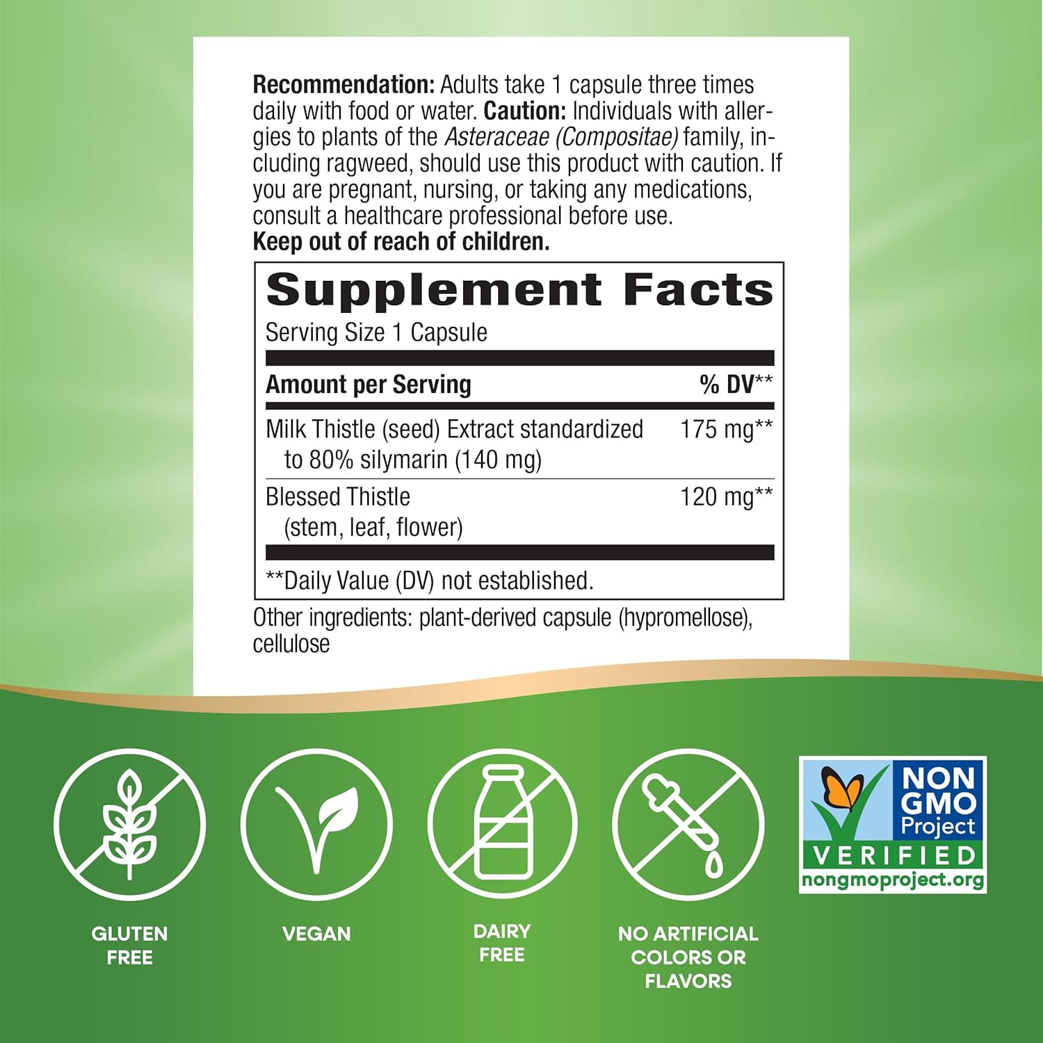 Premium Milk Thistle Blend with 80% Silymarin - 120 Capsules, Non-GMO Formula by Nature's Way