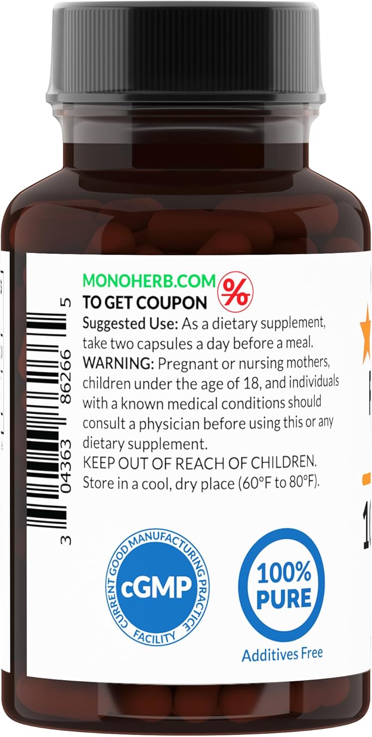Premium MONOHERB Pygeum Extract - 1000mg - 90 Vegetarian Capsules for Prostate Health