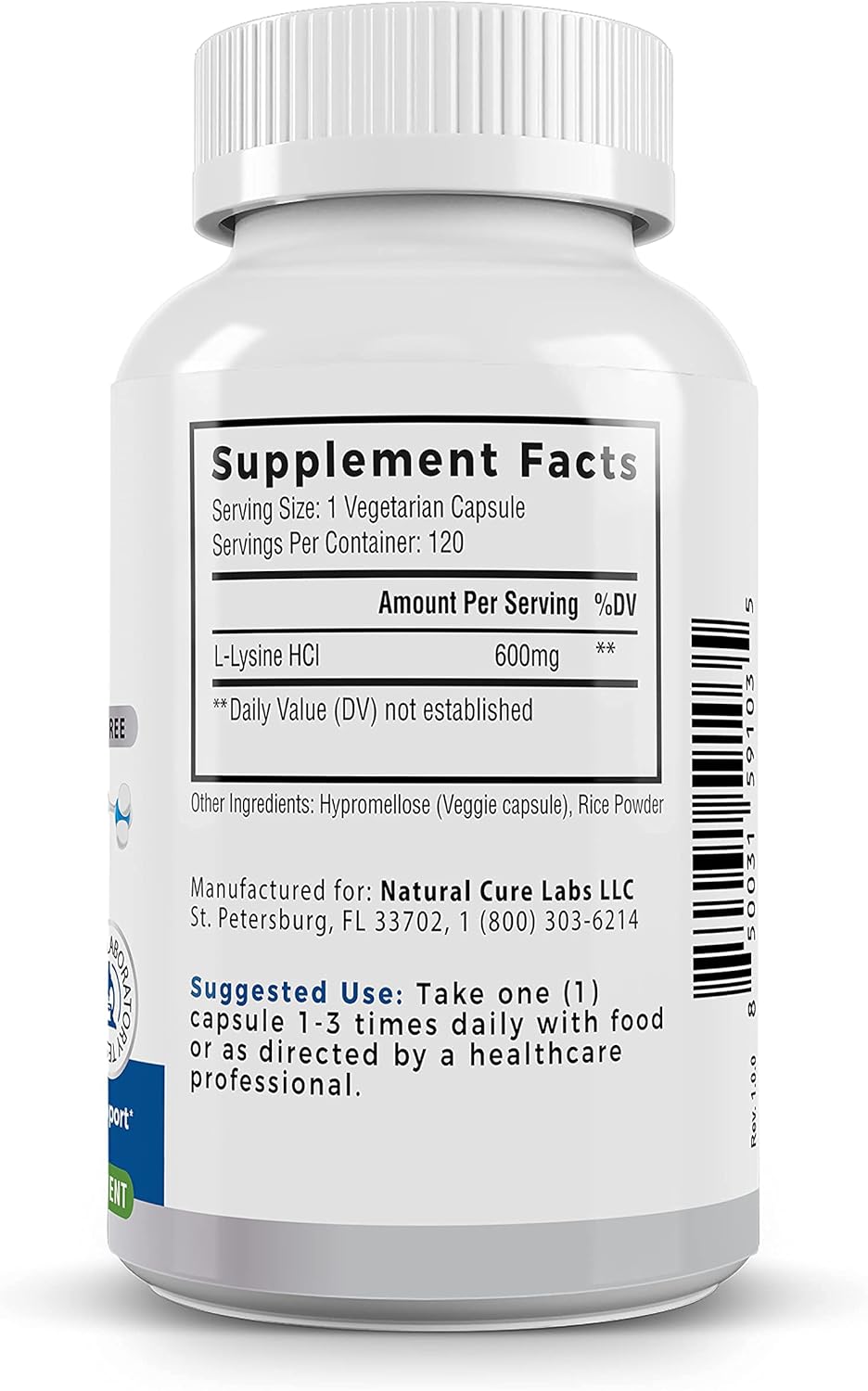 Premium Monolaurin 600mg and Clean L-Lysine 600mg Bundle by Natural Cure Labs