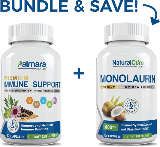 Premium Monolaurin 600mg Capsules for Immune Support by Natural Cure Labs