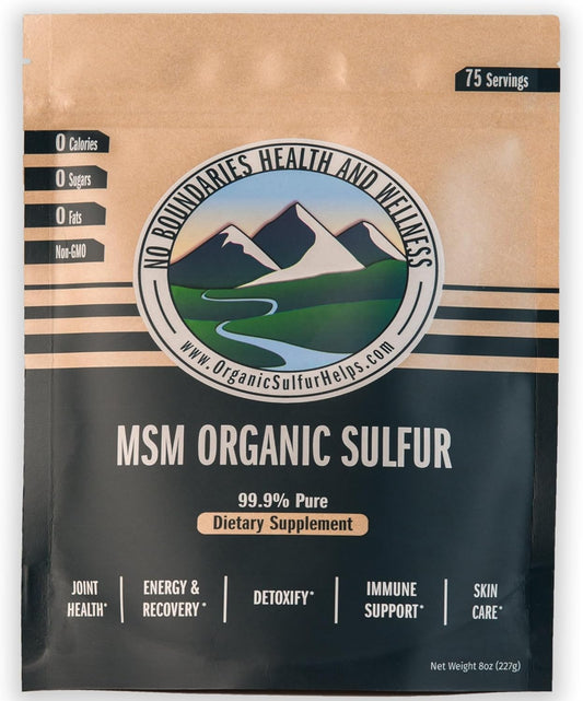 Premium MSM Organic Sulfur Crystals for Joint Pain, Allergies and Skin Health - No Boundaries Health and Wellness - BoostGo Australia
