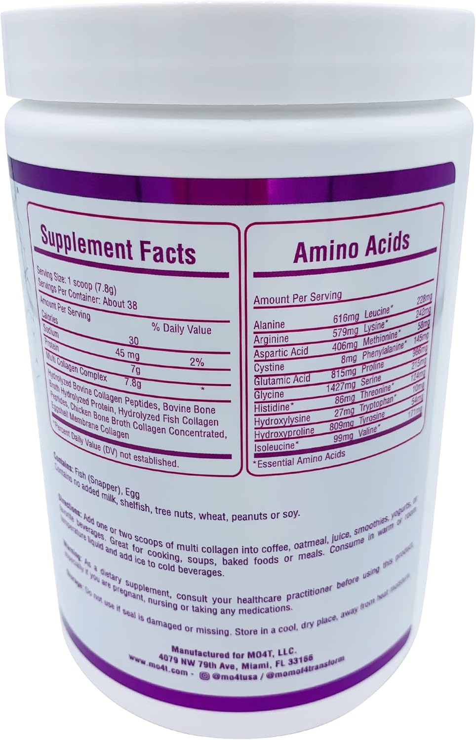 Premium Multi Collagen Powder for MOMOF4TRANSFORM - Type 1, 2, 3, 5, 10 - Sugar-Free, Keto-Friendly - 10.58 Oz