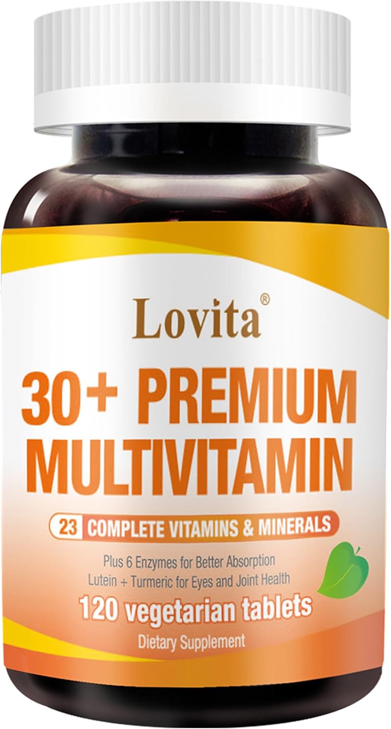 Premium Multivitamin for Adults 30+ with Enzymes, Turmeric & Nutrient Support - 120 Vegetarian Tablets