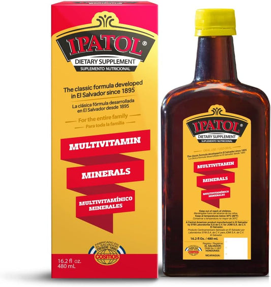 Premium Multivitamin Supplement - 1895 Origin. Includes Vitamin A, D, Calcium, Iron, Manganese, Sodium, Potassium. Made in El Salvador.