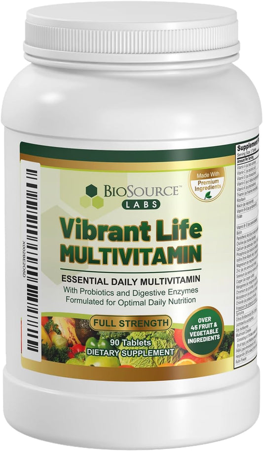 Premium Multivitamin with Probiotics, Digestive Enzymes, and B-Complex - 45+ Fruits and Vegetables, Non-GMO, Gluten-Free Daily Vitamins for Men & Women (30-Day)