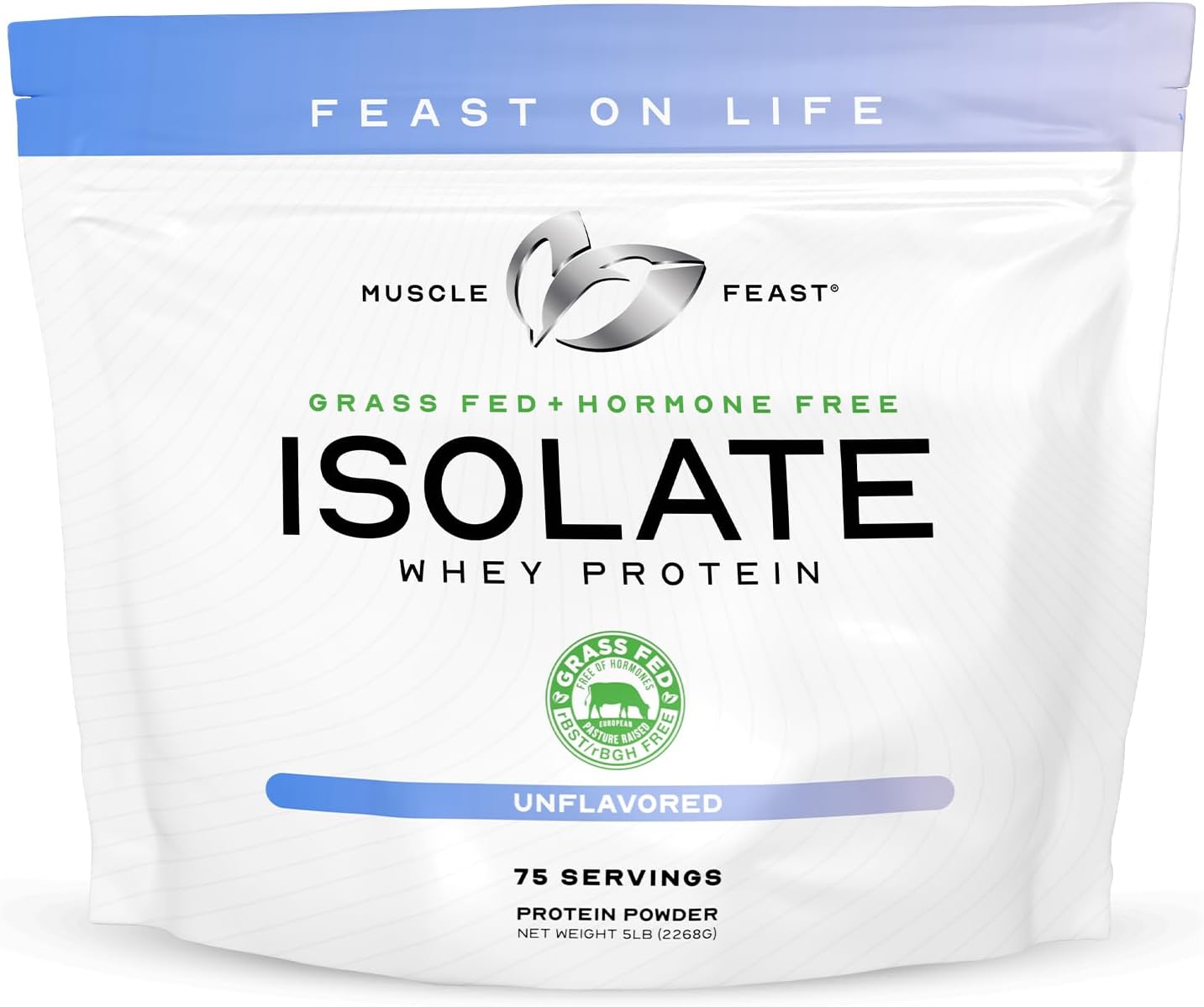 Premium Muscle Feast Creatine and Whey Protein Isolate Bundle - Unflavored, Vegetarian, Gluten Free - 2lb Creatine Powder + 5lb Protein