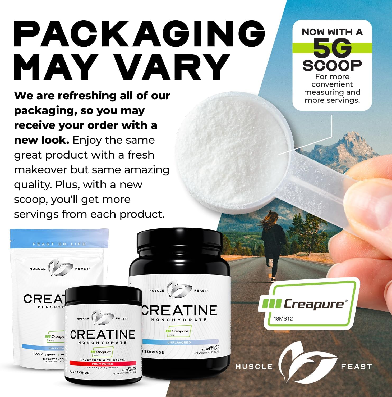 Premium Muscle Feast Creatine and Whey Protein Isolate Bundle - Unflavored, Vegetarian, Gluten Free - 2lb Creatine Powder + 5lb Protein