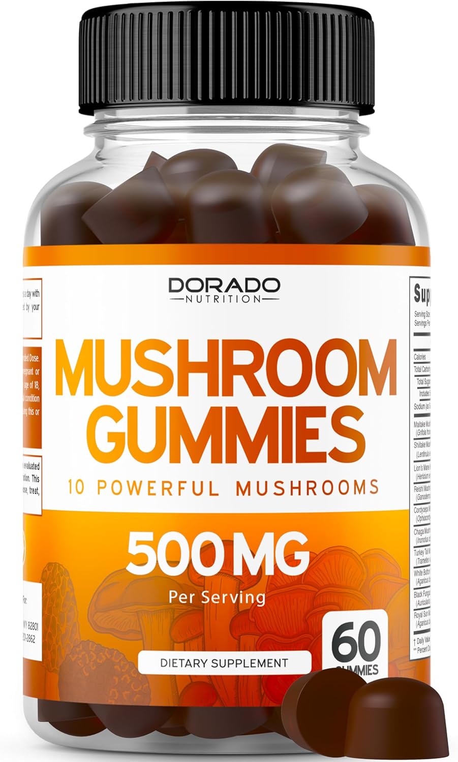 Premium Mushroom Gummies Blend for Focus & Brain Health - 10 in 1 Supplement with Lions Mane, Reishi, Cordyceps - Vegan & USA Made